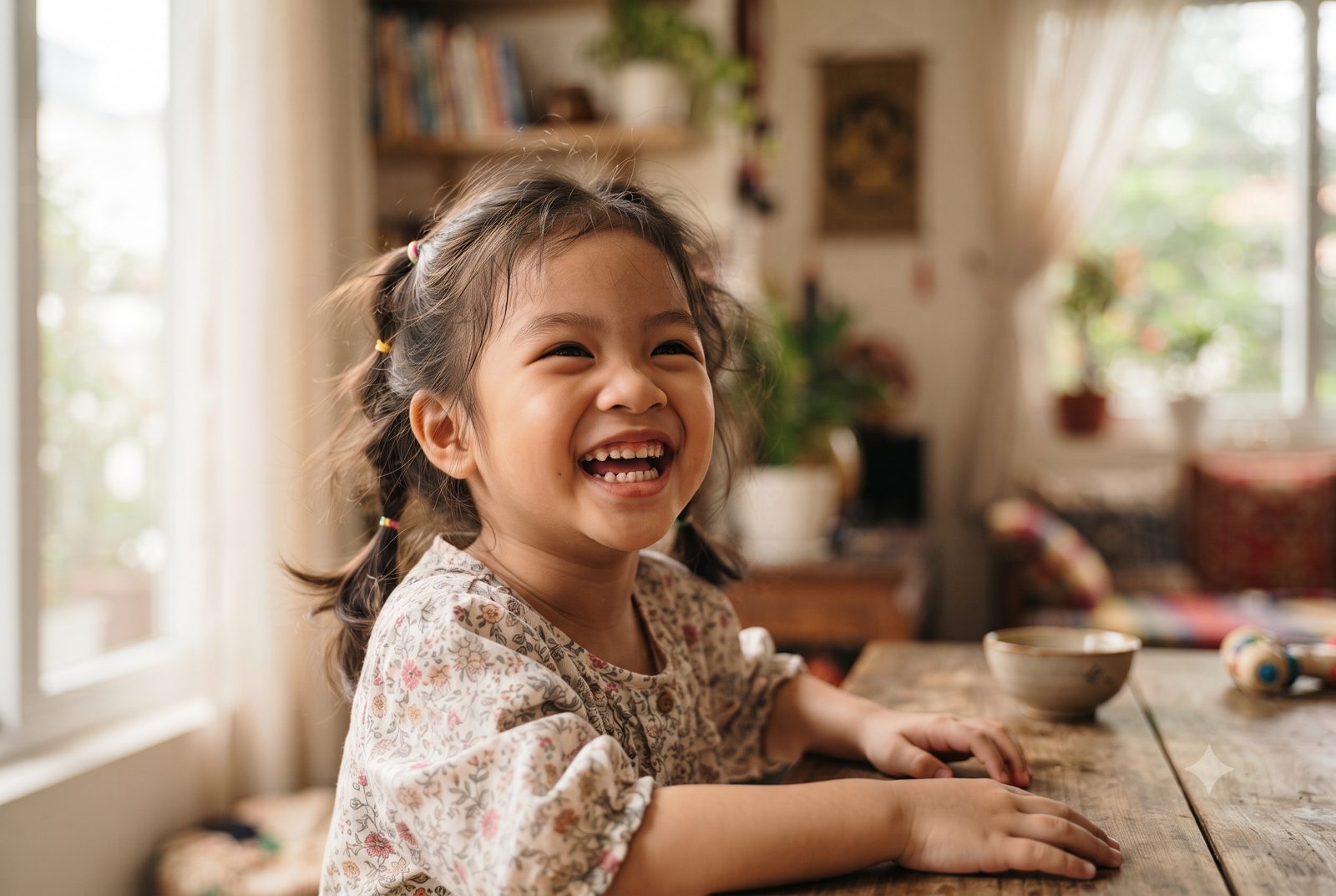Bé gái 3 tuổi cười tươi lộ hàm răng sữa nhỏ - ảnh minh hoạ răng sữa của trẻ