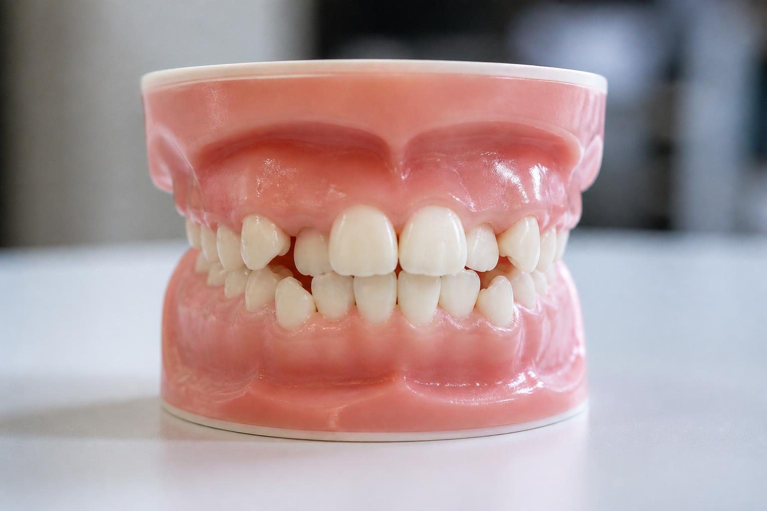 Mô hình hàm răng mọc chen chúc, khấp khểnh, một trường hợp cần niềng răng ở trẻ - ảnh minh hoạ