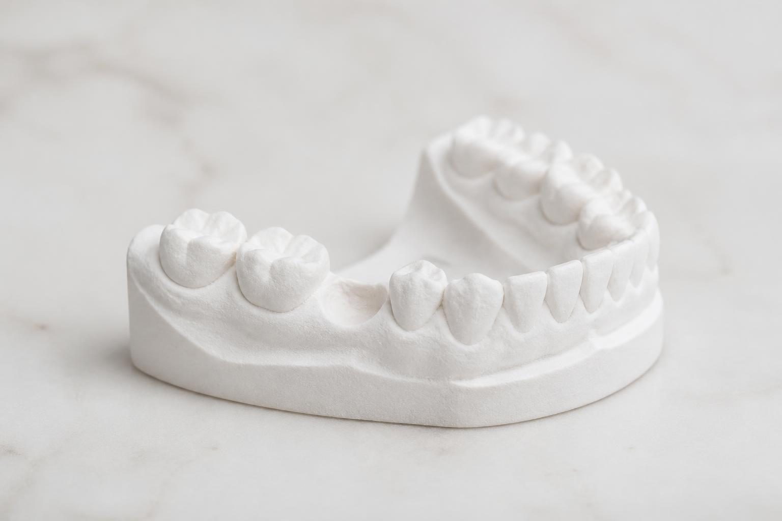 Mô hình hàm răng sữa của trẻ có khoảng trống do mất răng sữa sớm, nơi cần hàm giữ khoảng - ảnh minh hoạ